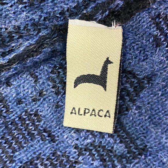 Peruvian Link Alpaca Sweater Women's Medium Blue Black Full Zip Cardigan Peru - Picture 6 of 13